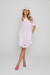 LAURENK – Linen Tunic 3/4 Sleeves Flared Cut – Women – White/Pink